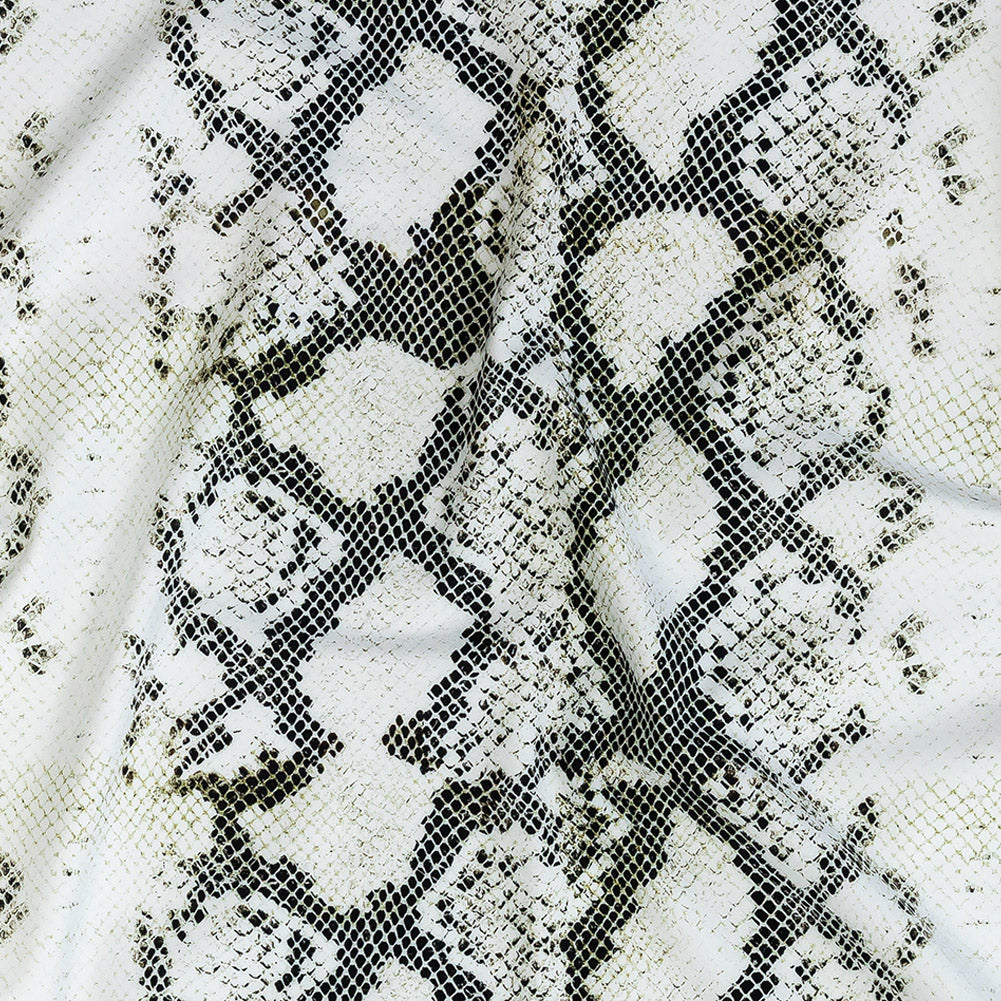 Compression Swimwear Tricot, UV Protective with Aloe Vera Microcapsules - White and Black Python - Caye Collection - Joann Fabrics