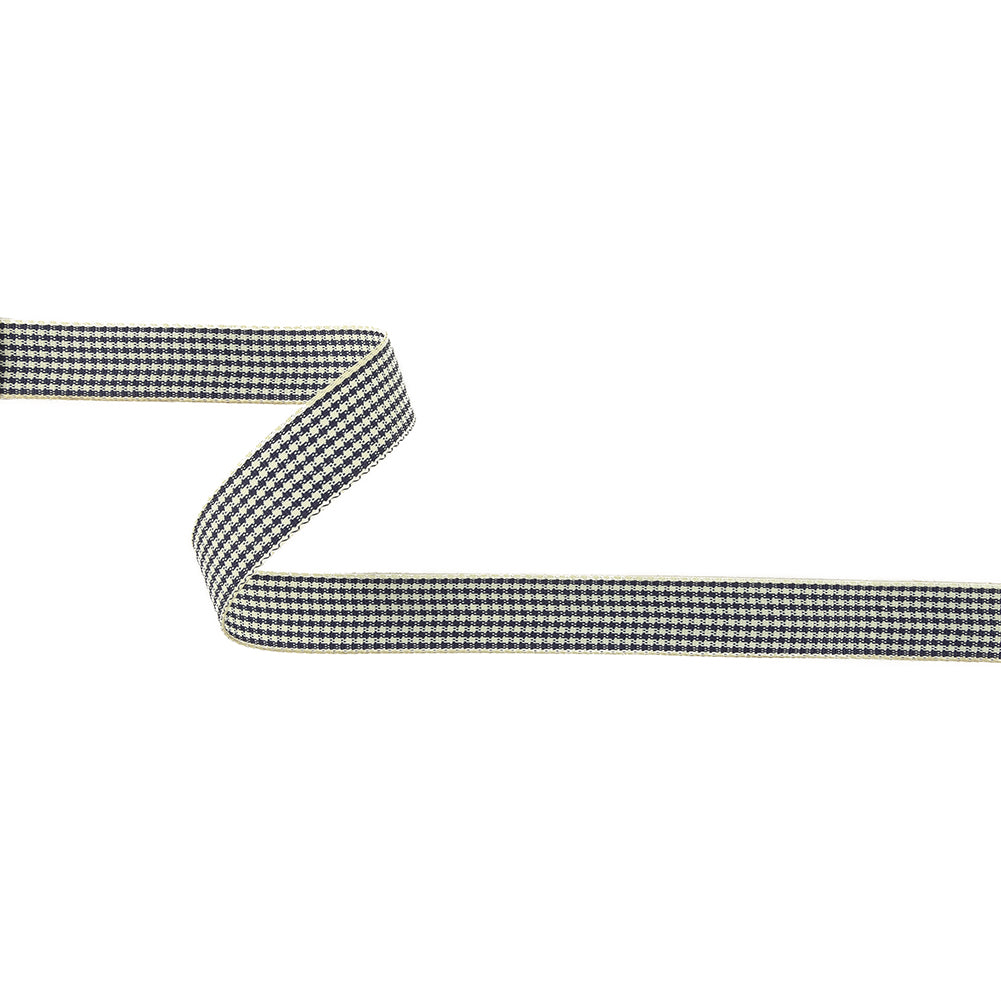 Deep Cobalt and Marshmallow Houndstooth Check Woven Ribbon - 0.625