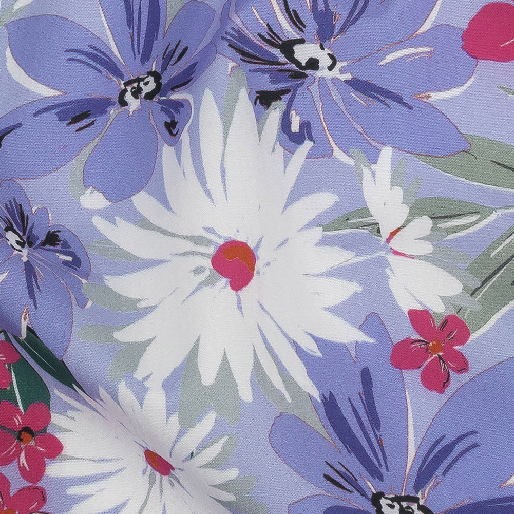 Cotton Poplin Print - Periwinkle, Pink and White Floral - Mood Exclusive April Shower Encore - Joann Fabrics