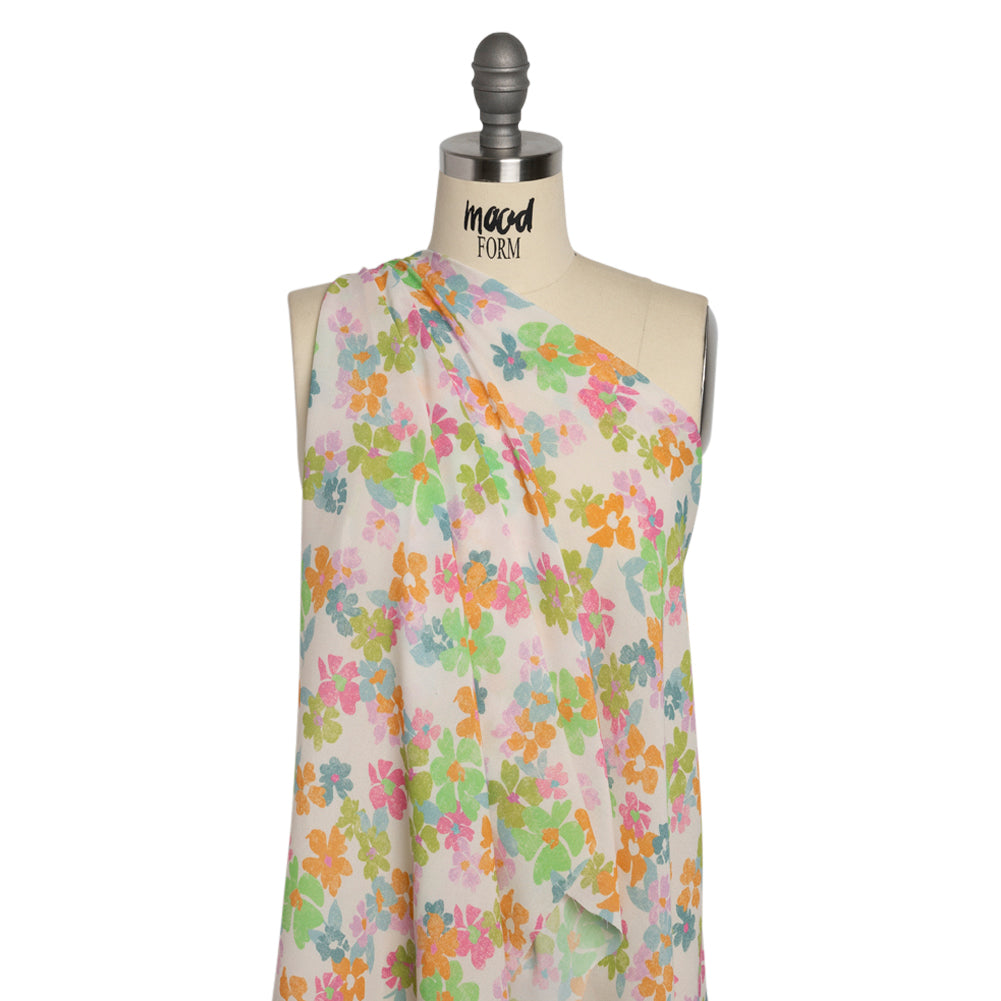 Mood Exclusive White Flirt with Flowers Viscose Georgette - Joann Fabrics