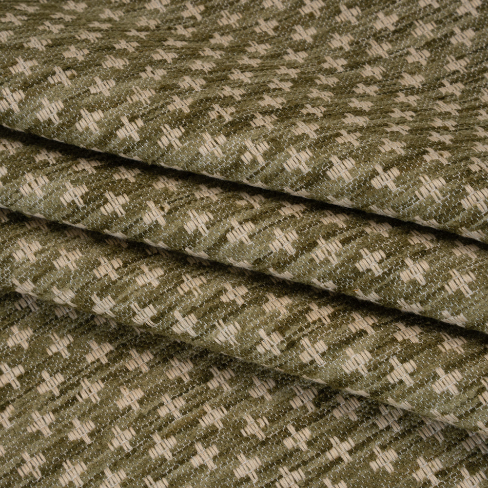 Polyester Boucle Home Decor Jacquard - Moss Plus Signs - British Imported - Joann Fabrics