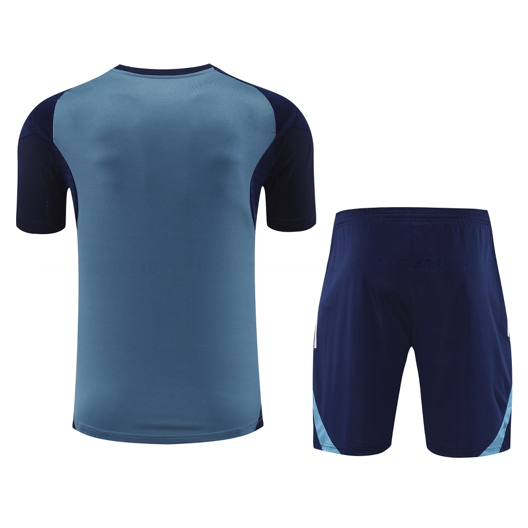 Arsenal 25-26 Short-Sleeve Training Set - Grey Blue Top & Dark Blue Shorts - UnitedFutballJersey