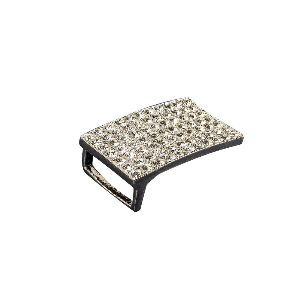 Vintage Crystal Rhinestone and Silver Rectangular Buckle - 1.125