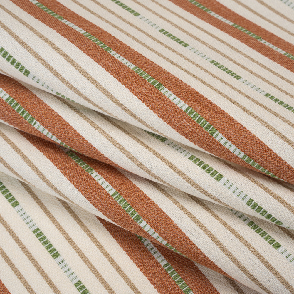 Recycled Polyester Twill Jacquard - Terracotta Stripes and Dashes - British Imported - Joann Fabrics