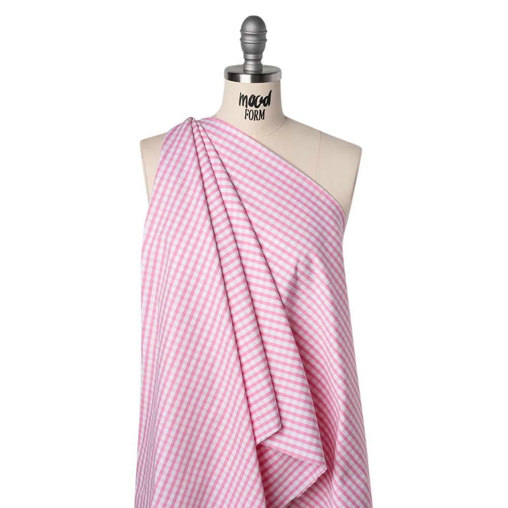 Cotton Oxford Shirting - Light Pink and White Gingham Checks - Deadstock - Joann Fabrics