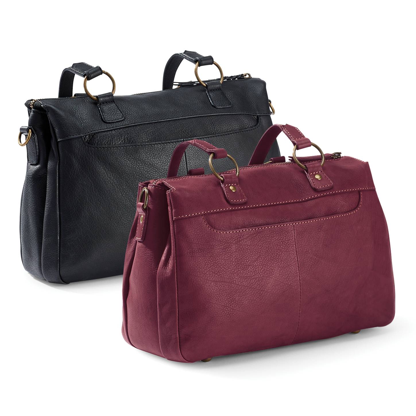 Zip-Top Leather Satchel by Born®, 3 Compartments, Luxe - Northstyle Catalog