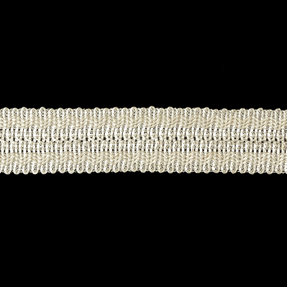 Luminous White Asparagus Zig Zags Braided Foldover Trim - 0.75