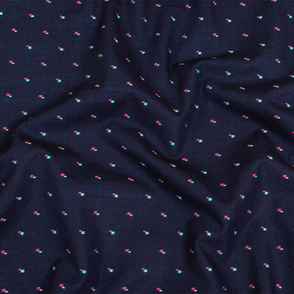 Evening Blue, Pink and Dusty Turquoise Squares Cotton Jacquard Shirting - Joann Fabrics