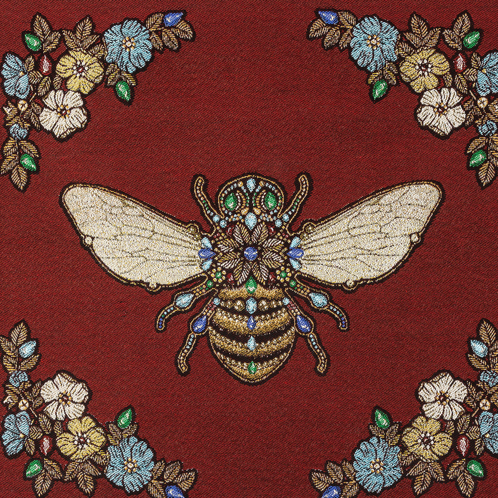French Burgundy Queen Bee Cotton Blend Oversized Square Patch - 18.875
