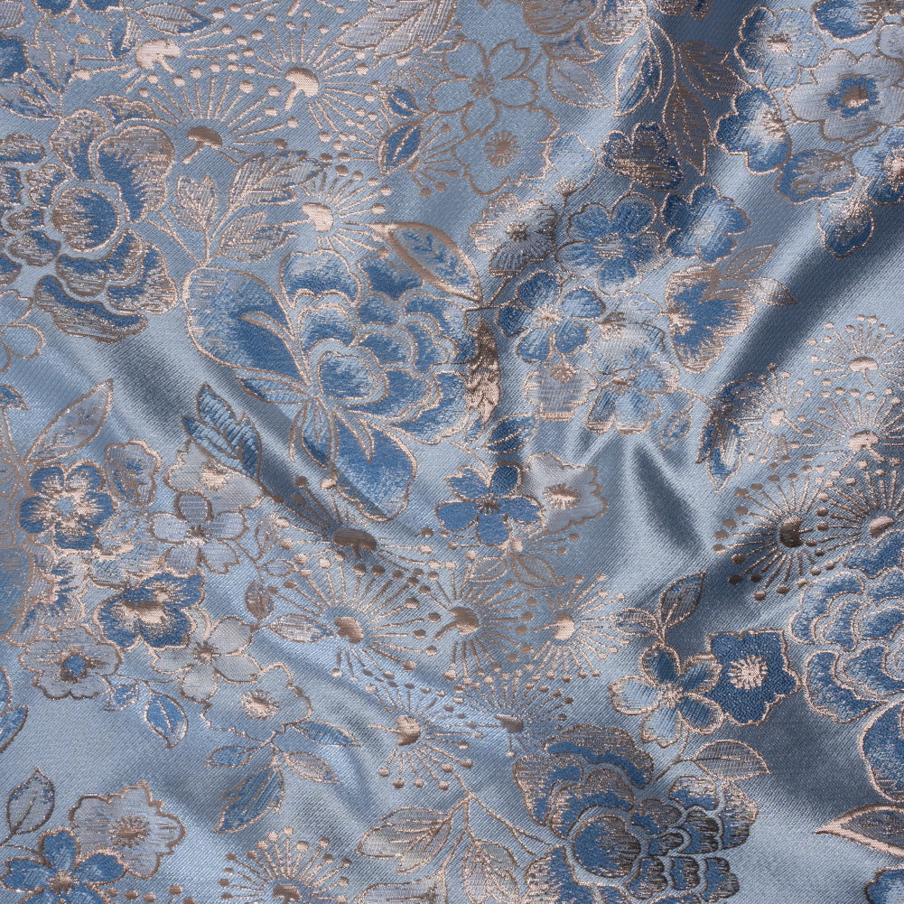 Metallic Brocade - Pastel Blue, Country Blue and Silver Flower Garden - Joann Fabrics
