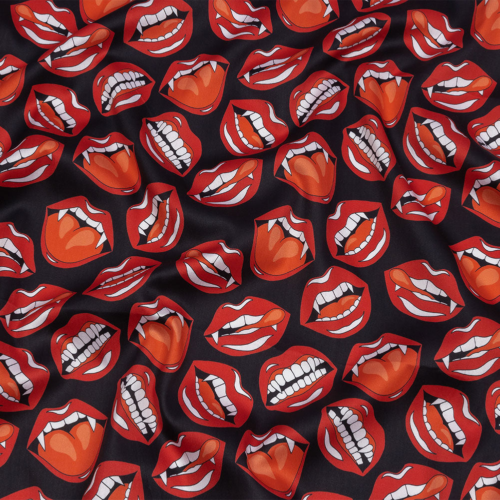 Mercerized Organic Egyptian Cotton Shirting - Red and Black Vampire Lips - Ravello Collection - Joann Fabrics