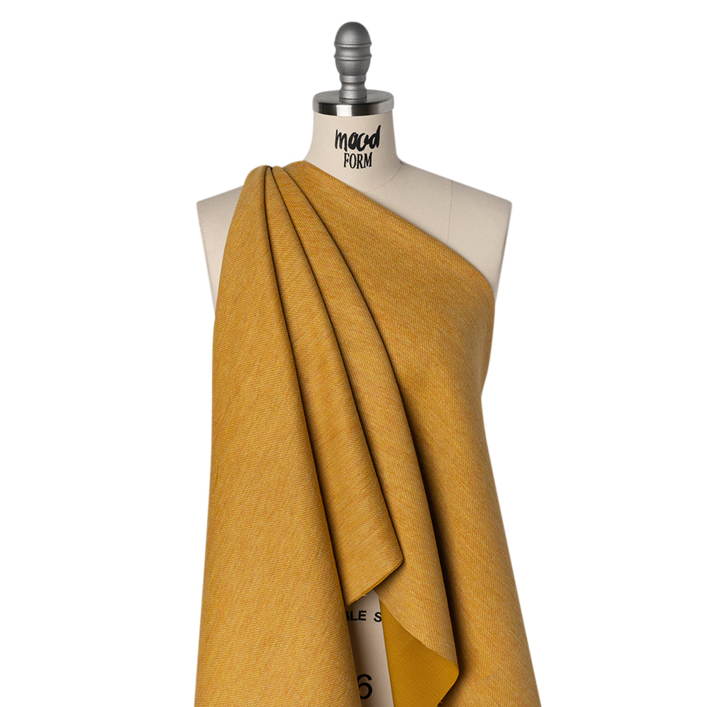 Stretch Blended Virgin Wool and Recycled Polyester Twill Coating - Yellow Ochre Tweed - Famous Australian Designer Deadstock - Joann Fabrics