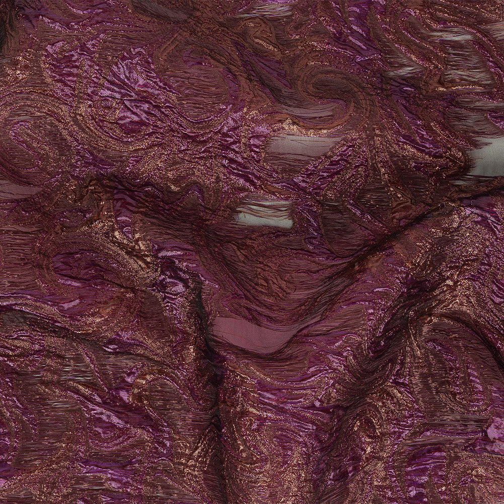 Mood Exclusive Metallic Purple and Copper Swirls Sheer Organza Luxury Brocade - Joann Fabrics