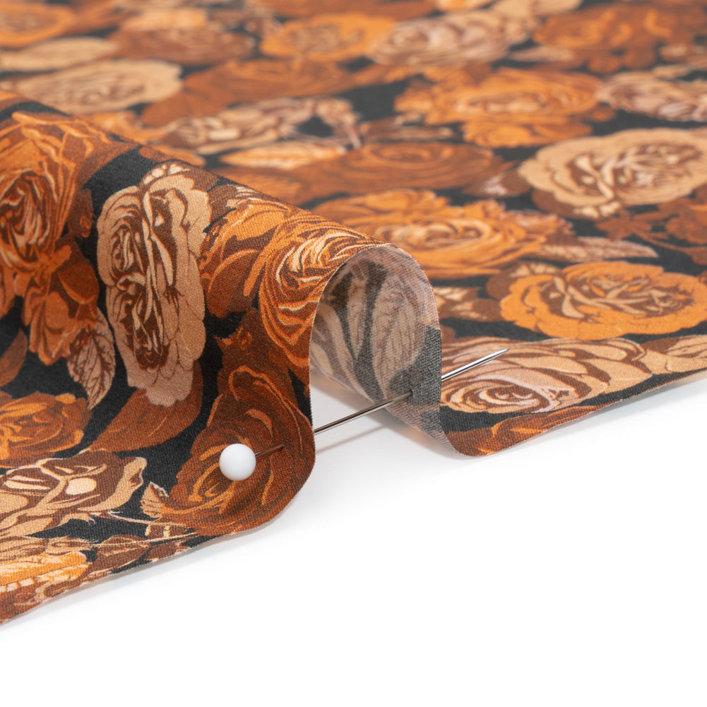 Cotton Poplin Print - Orange and Brown Floral - Mood Exclusive Memory of Roses - Joann Fabrics
