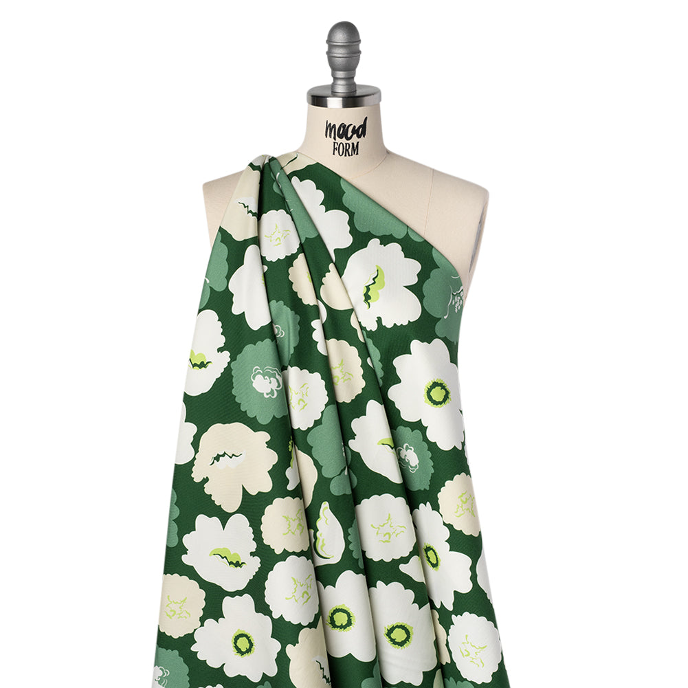 Brushed Cotton Woven - Green, Beige and White Simple Florals - Mood Exclusive Popping Petals Print - Joann Fabrics