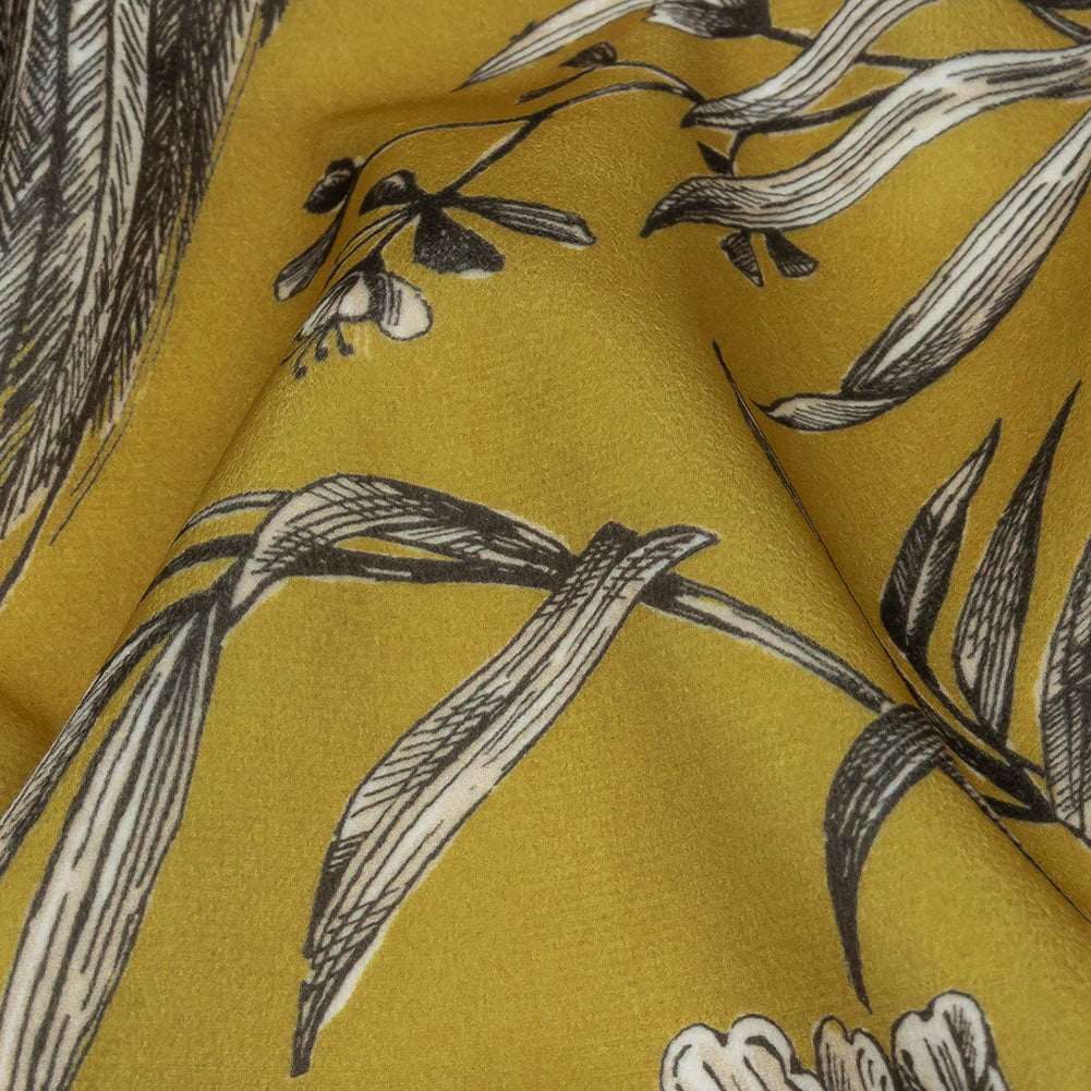 Polyester Microvelvet Print - Citrus Birds Perched in Paradise Florals - British Imported - Joann Fabrics