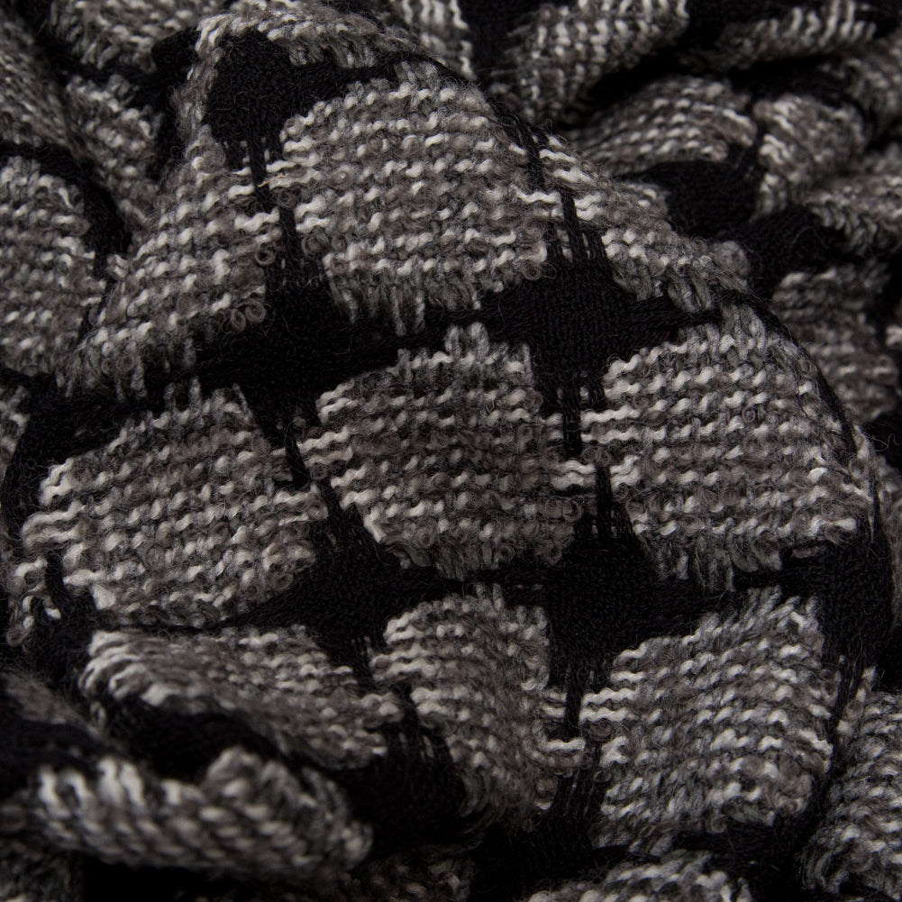 Italian Black, White Alyssum and Steeple Gray Wool Woven Featuring Novelty Boucle Squares - Joann Fabrics
