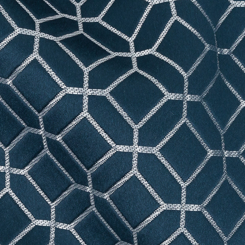 Polyester Jacquard - Indigo Tiled Geometric - British Imported - Joann Fabrics