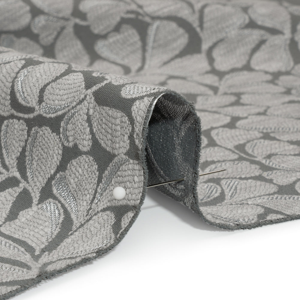 Drapery Jacquard - Steel All-Over Leaves - British Imported - Joann Fabrics