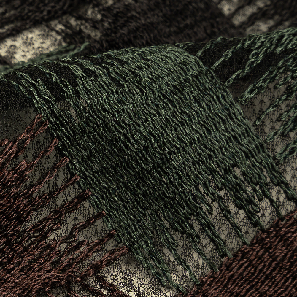 Jade, Brown and Black Diagonal Basketweave Embroidered Stretch Polyester Mesh - Joann Fabrics