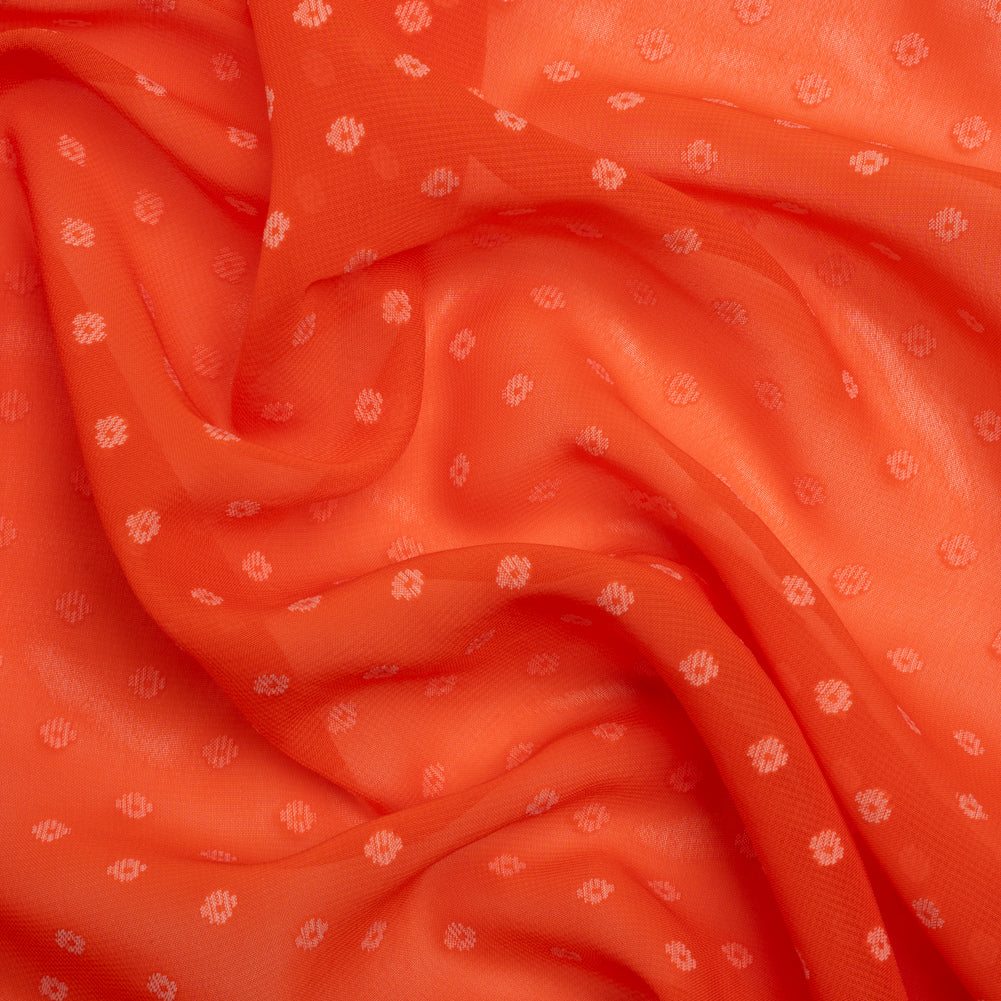 Orange and White Woven Diamond Dots Polyester Chiffon - Joann Fabrics