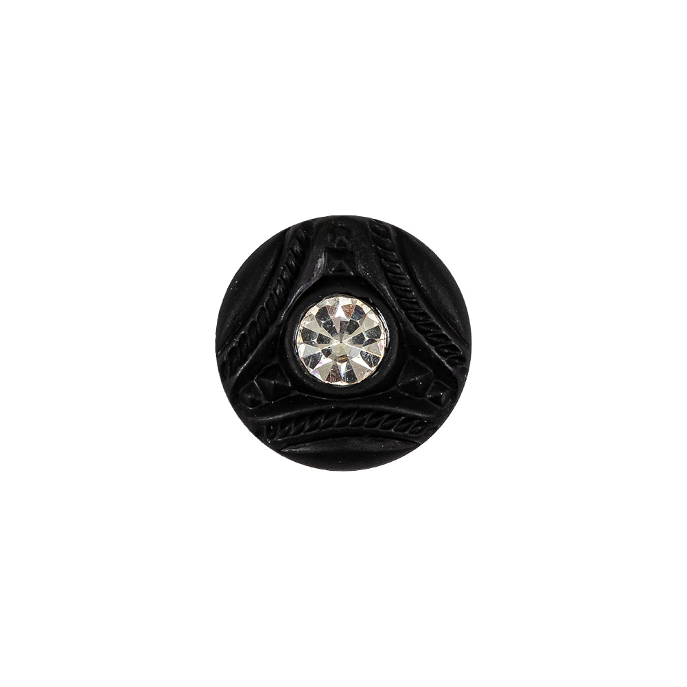 Vintage Matte Black Shank Back Glass Button with Rhinestone Core - 22L/14mm - Joann Fabrics