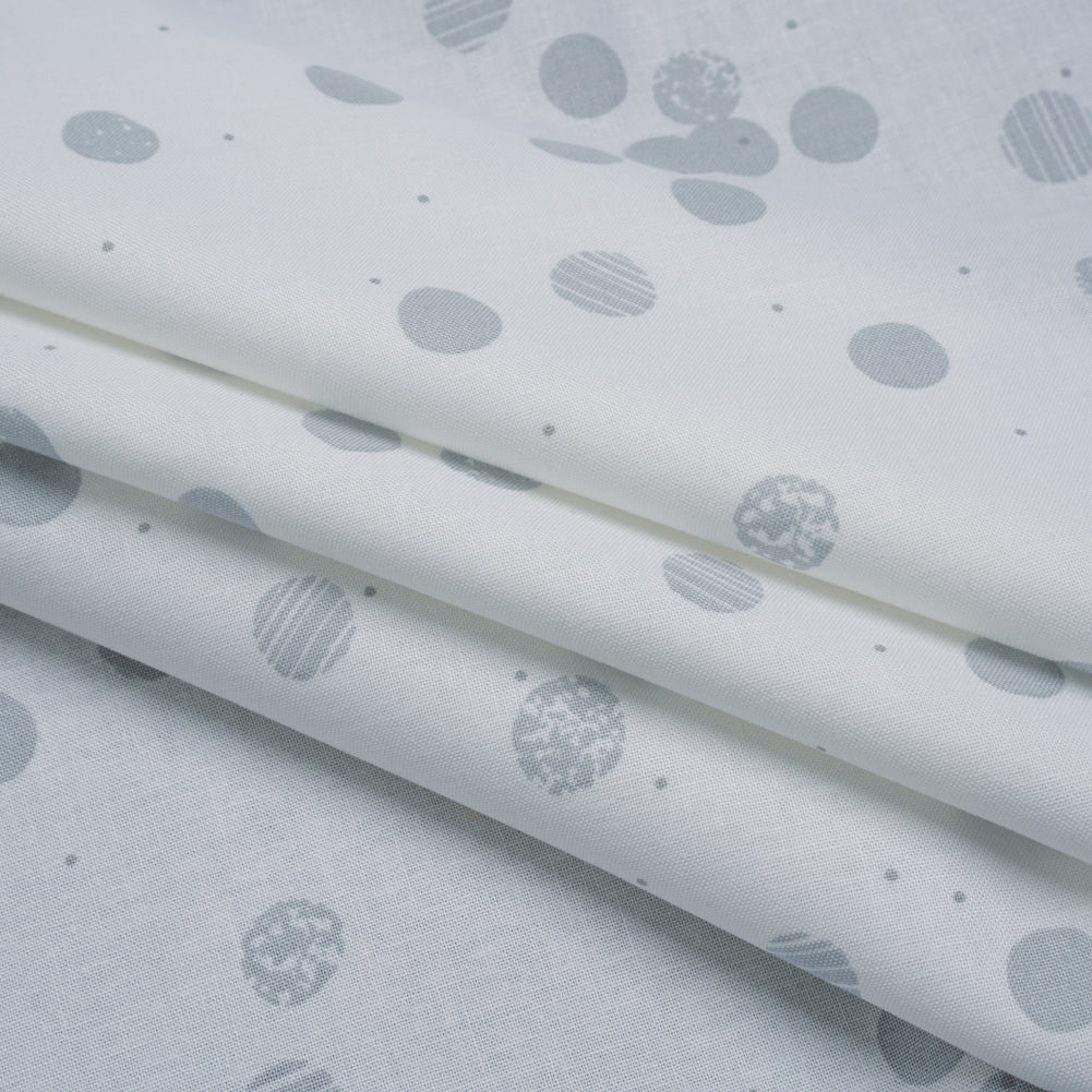 Printed Quilting Cotton by Ghazal Razavi for FIGO Studio - White Snow Textured Circles and Spots - Seasons Basics Collection - Joann Fabrics