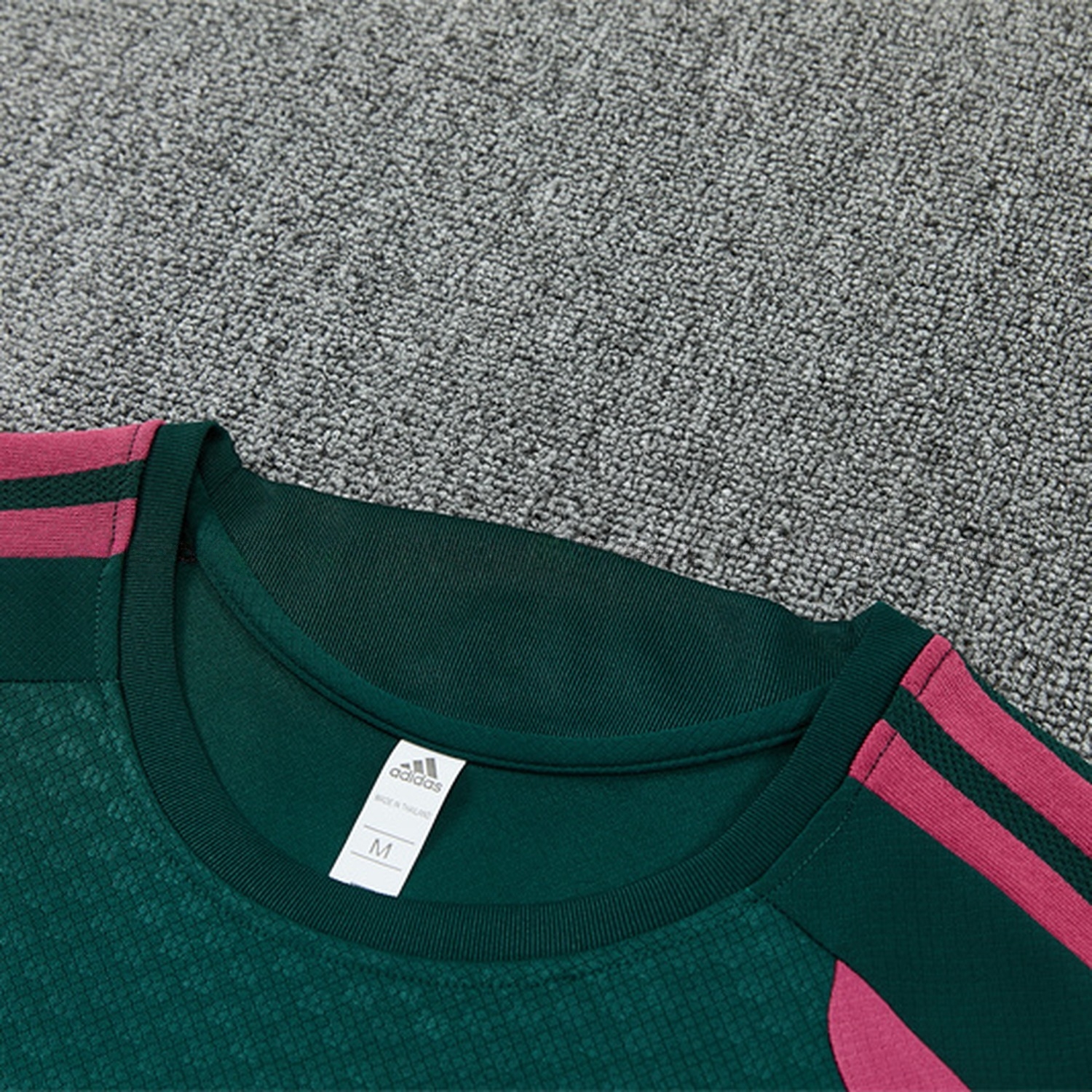 Real Madrid 26-27 Rose Red Stripes Kids Short-Sleeve Training Set - Dark Green Top & Dark Green Shorts - UnitedFutballJersey