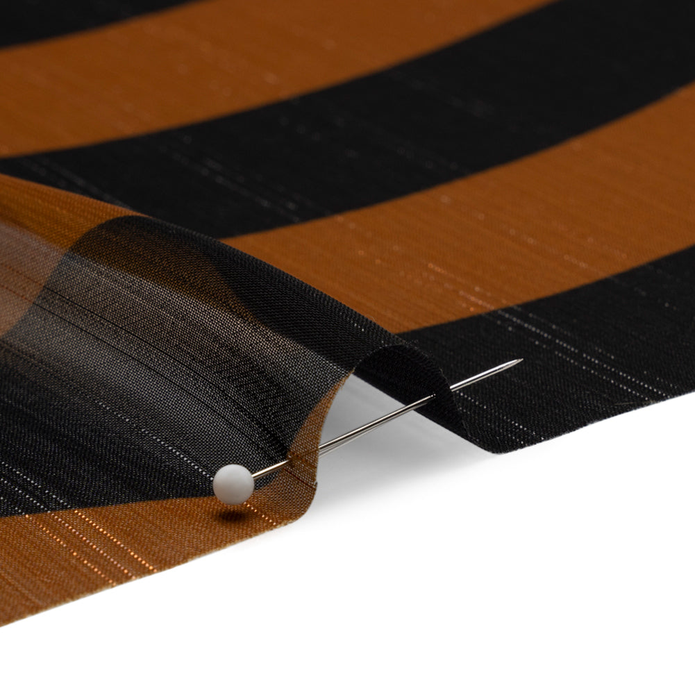 Polyester Chiffon Print with Metallic Pinstripes - Brown and Black Wavy Stripes - Mood Exclusive Delray Daze - Joann Fabrics