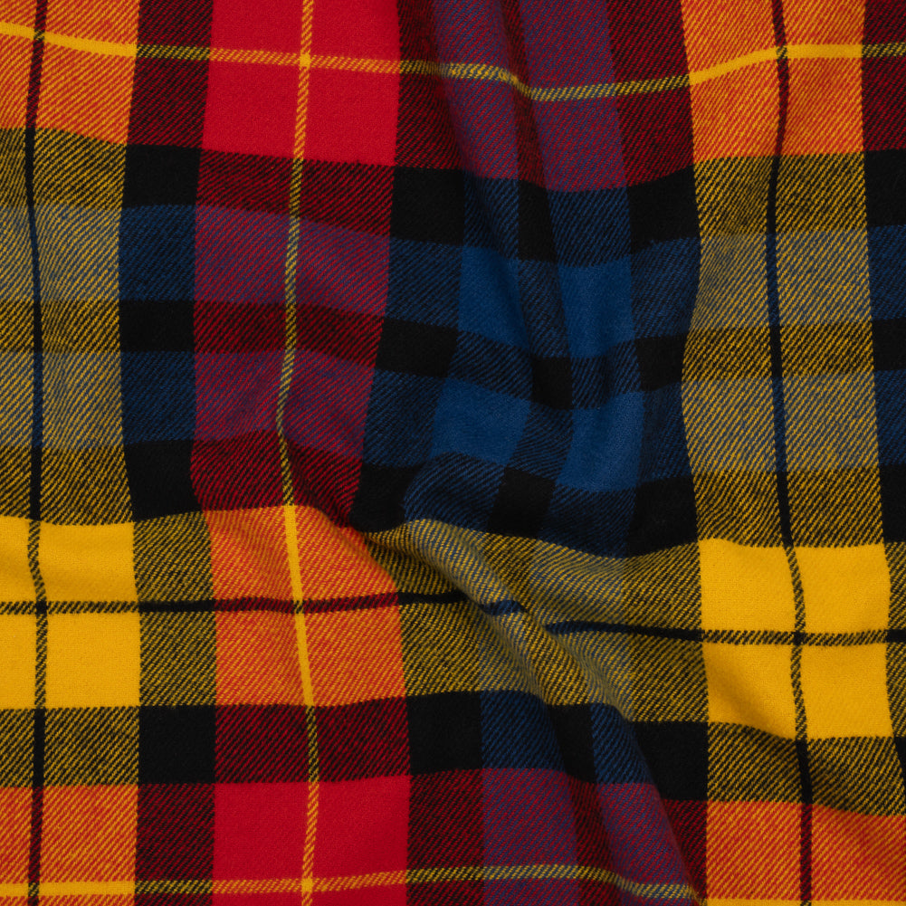 Yarn-Dyed Cotton Twill Flannel - Yellow, Red and Blue Plaid - Deadstock - Joann Fabrics