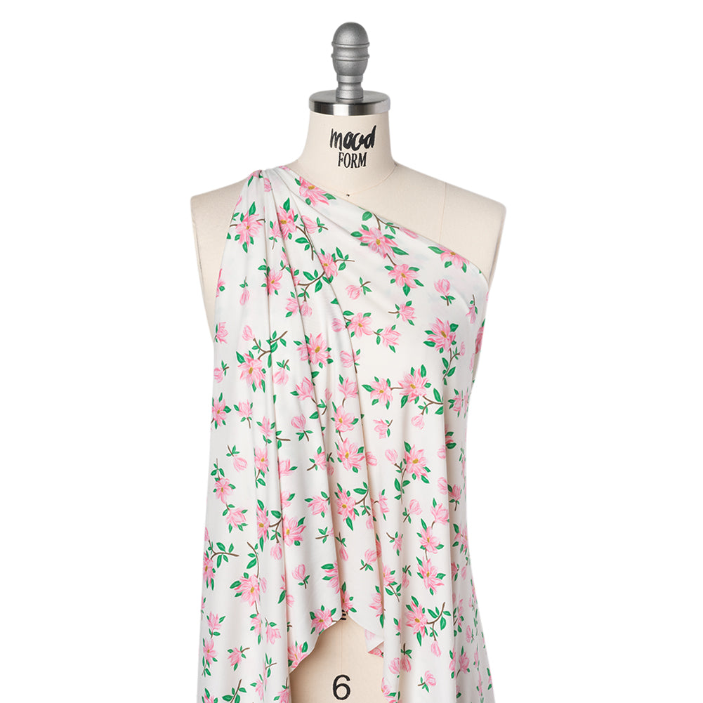 Stretch Polyester ITY Jersey - Ivory and Pink Florals - Deadstock - Joann Fabrics