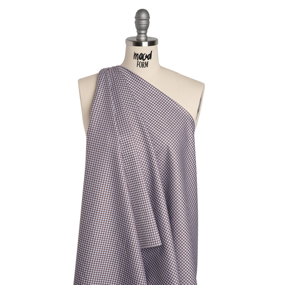 Cotton Twill Shirting Made in Italy - Pale Lavender and Brown Little Windowpane Check - Deadstock - Joann Fabrics