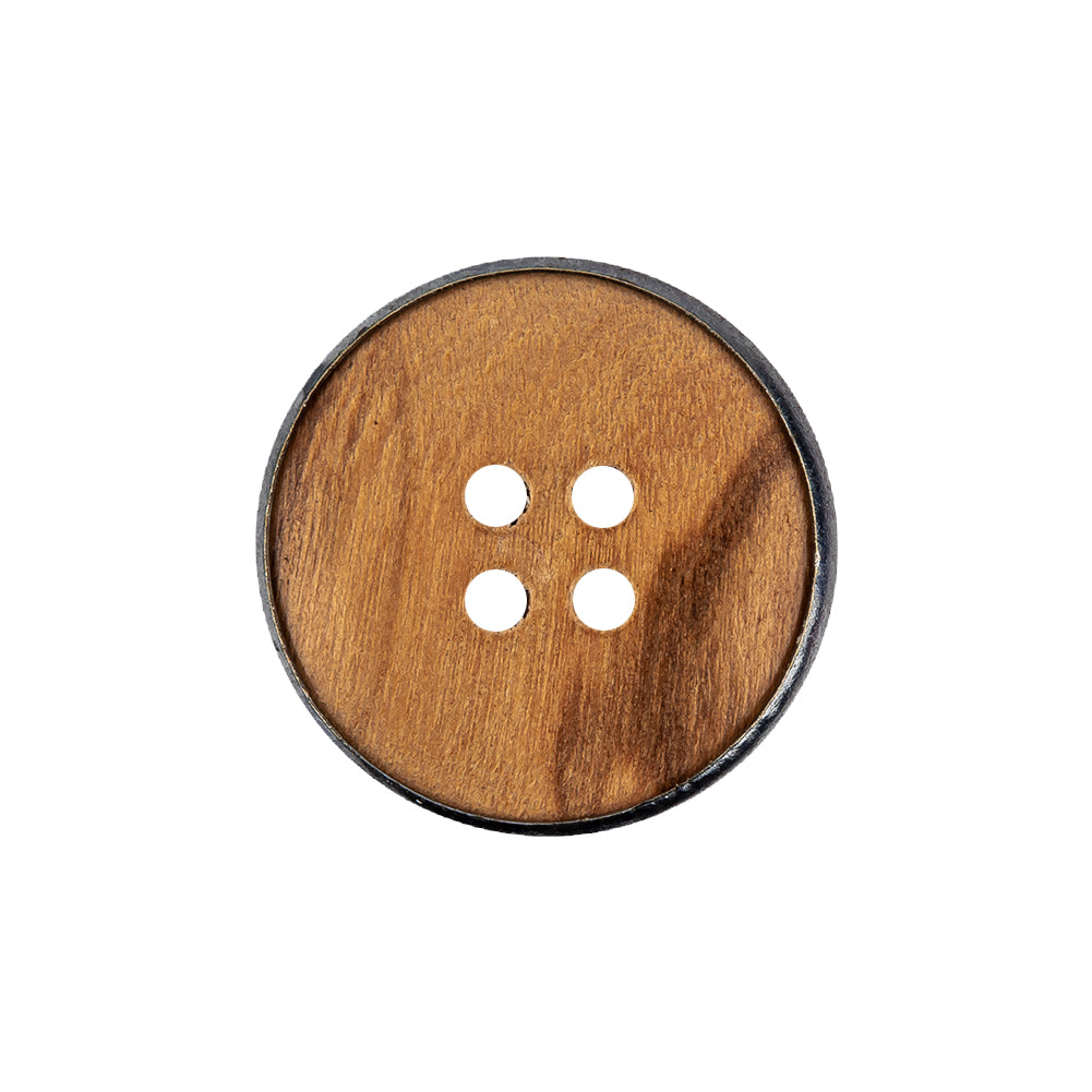 Portuguese Natural Wood Set-in Gunmetal 4-Hole Button - 35L/22mm - Joann Fabrics