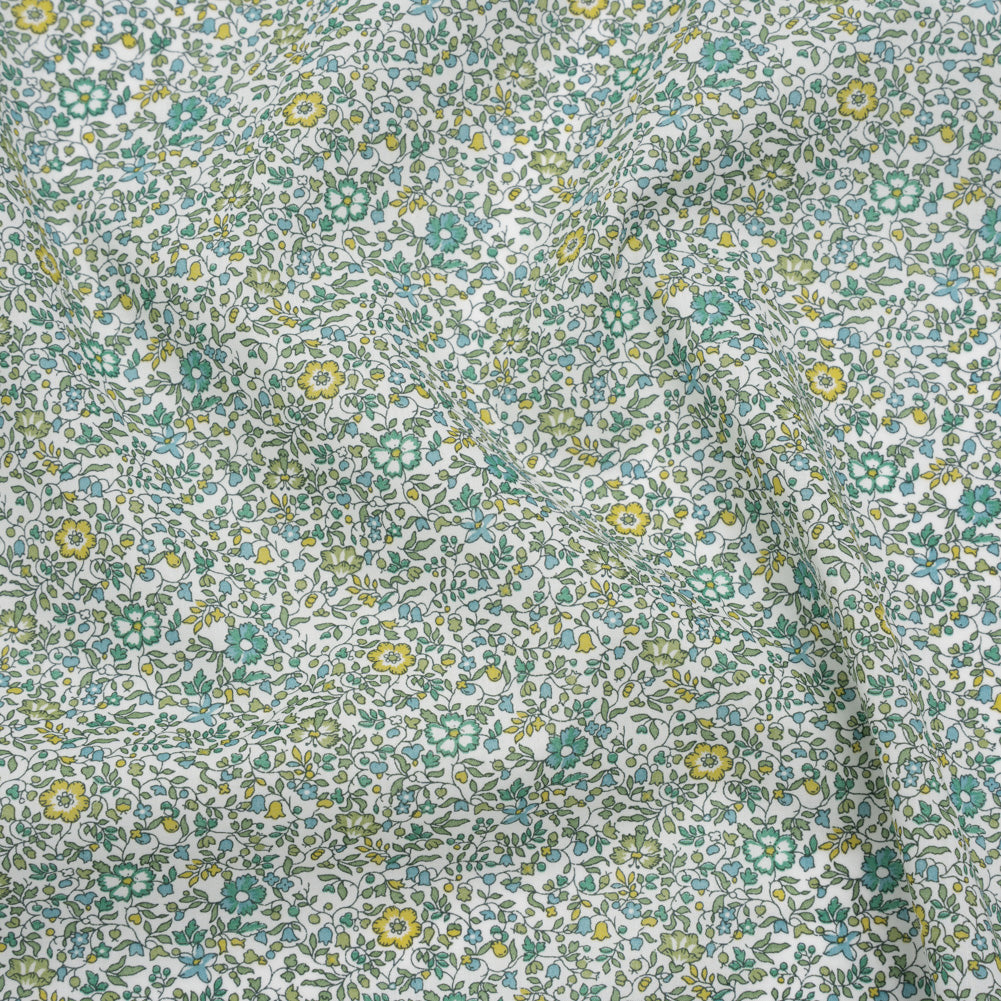 Liberty Fabrics Tana Lawn® - Katie and Millie Green - Teal, Chartreuse and Olive Green Little Florals - Joann Fabrics