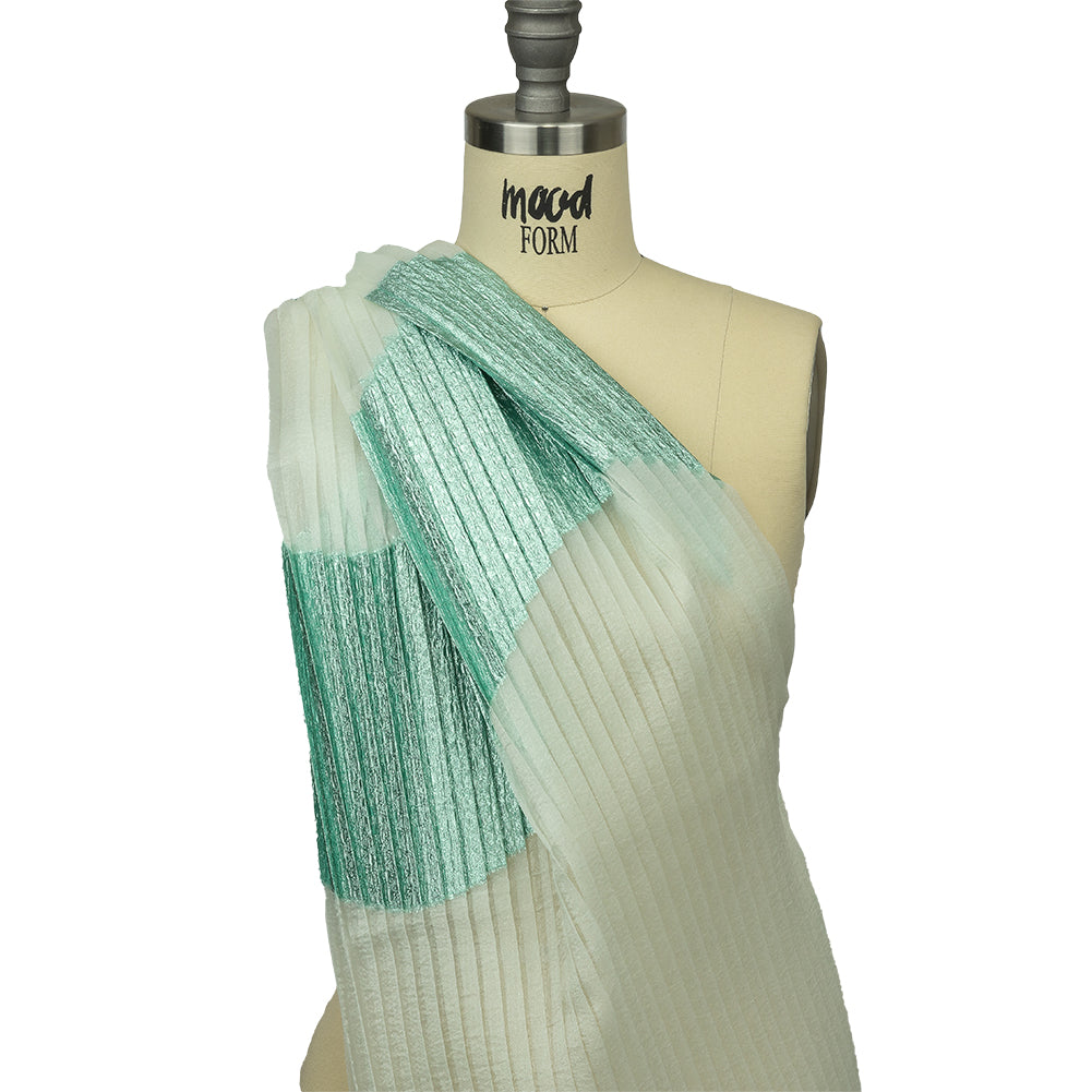 Metallic Seafoam Waves Pleated Luxury Burnout Brocade - Joann Fabrics