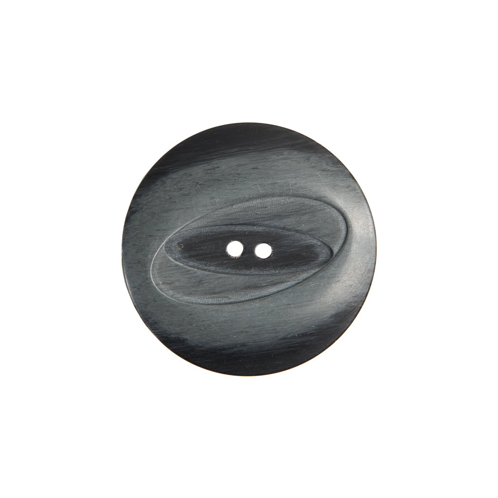 Plastic 2-Hole Button Made in Italy - 36L/23mm - Black and Gray Streaks and Off-Kilter Oval - Joann Fabrics