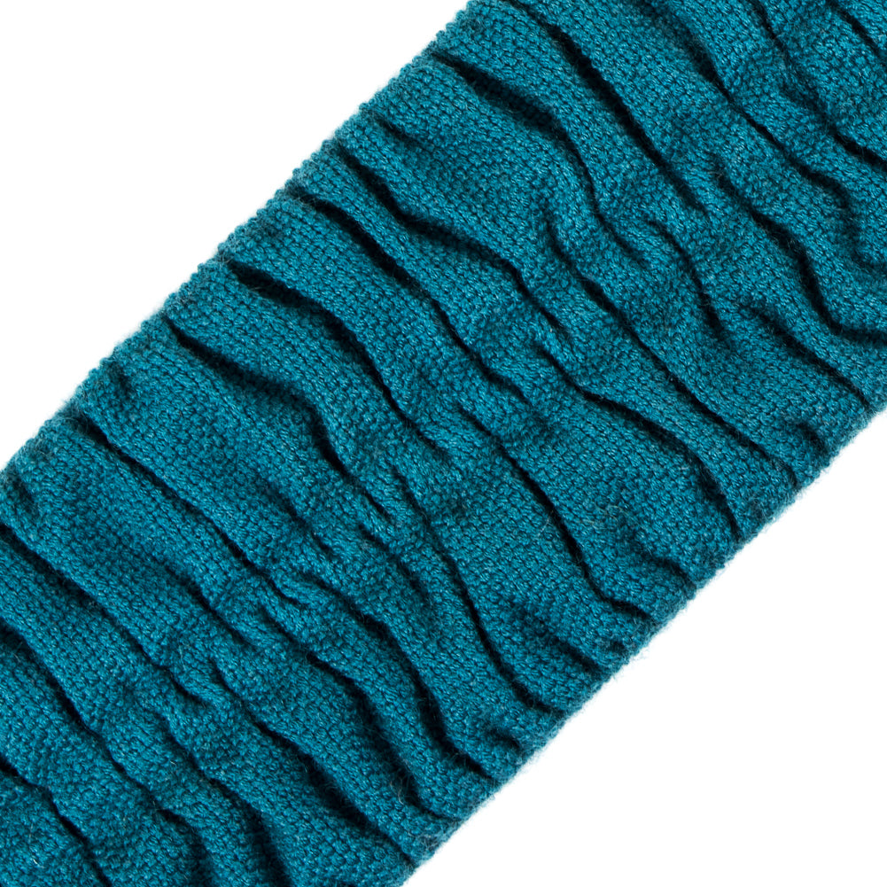 Italian Teal Ruched Stretch Wool Trimming - 2.375