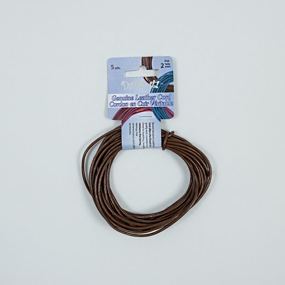 Dazzle-It Brown Genuine Leather Cord - 2mm - Joann Fabrics
