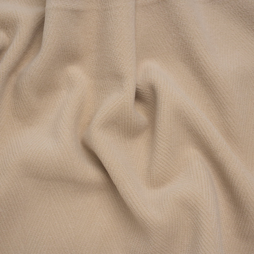 Wool Blend Herringbone Twill Coating Made in Italy - Nude - Deadstock - Joann Fabrics