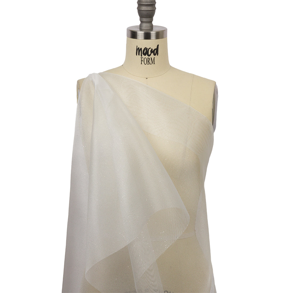 Polyester Mesh Organza with Silver Glitter - White - Starlight Collection - Joann Fabrics