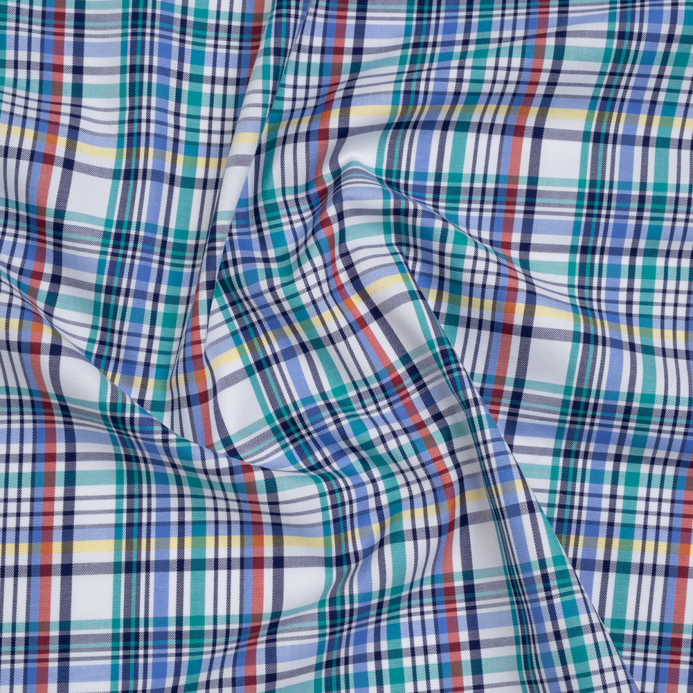 Cotton Twill Shirting - Blue, Green and Navy Colorful Plaid - Deadstock - Joann Fabrics