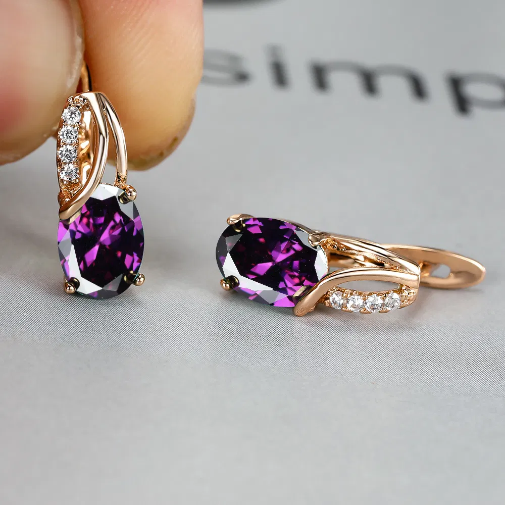 Simple Fashion Oval Cut Marble Marble Zircon Earrings Vintage Zircon Earrings Bridesmaid Wedding Jewelry Gift - Grocery