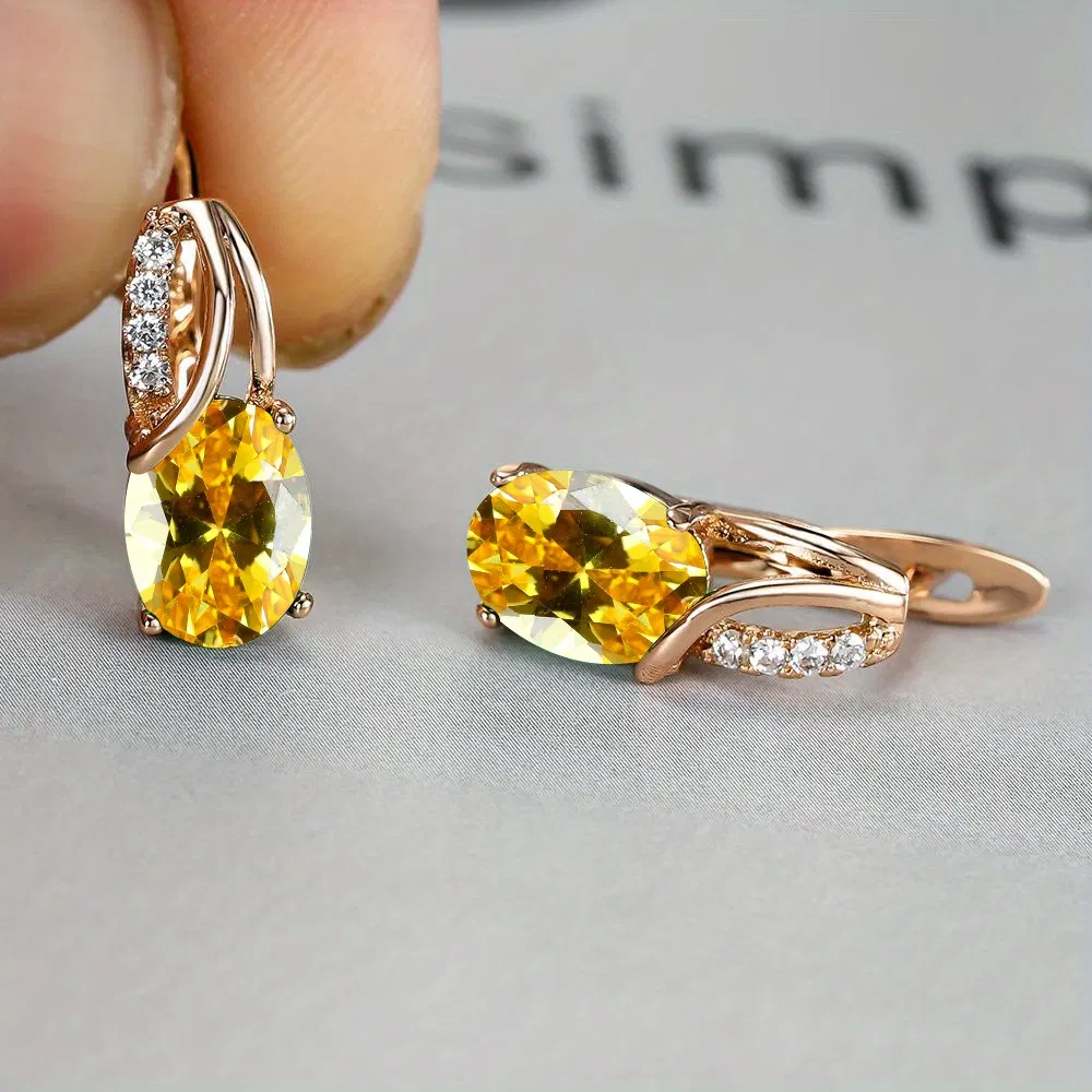 Simple Fashion Oval Cut Marble Marble Zircon Earrings Vintage Zircon Earrings Bridesmaid Wedding Jewelry Gift - Grocery
