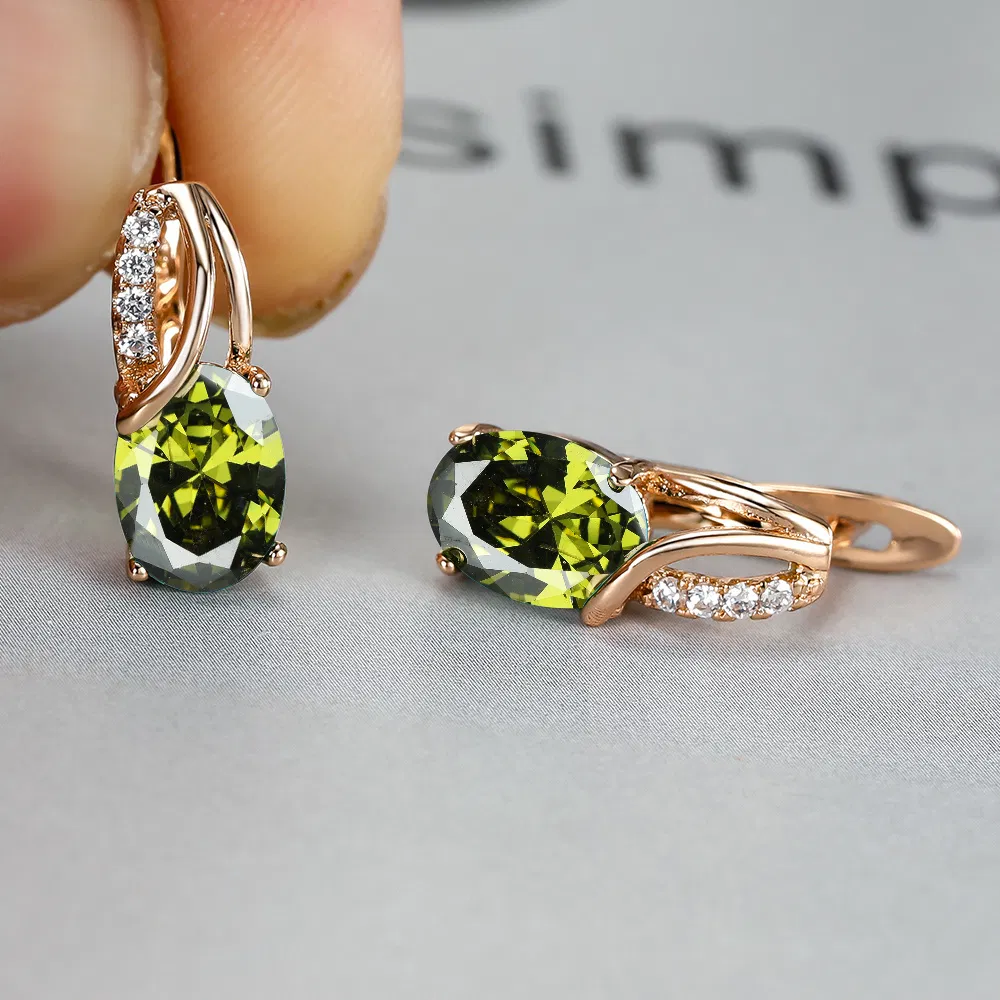 Simple Fashion Oval Cut Marble Marble Zircon Earrings Vintage Zircon Earrings Bridesmaid Wedding Jewelry Gift - Grocery