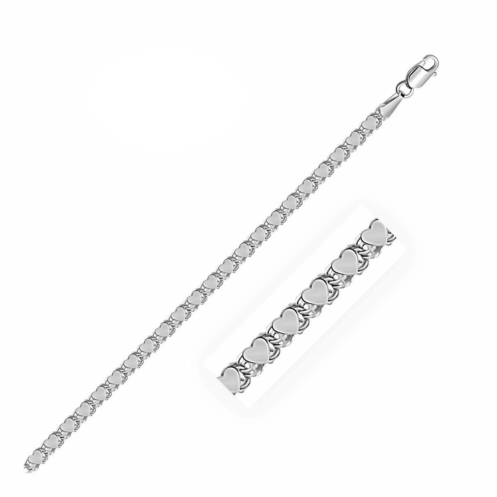 2.9mm 14k White Gold Heart Chain - Grocery