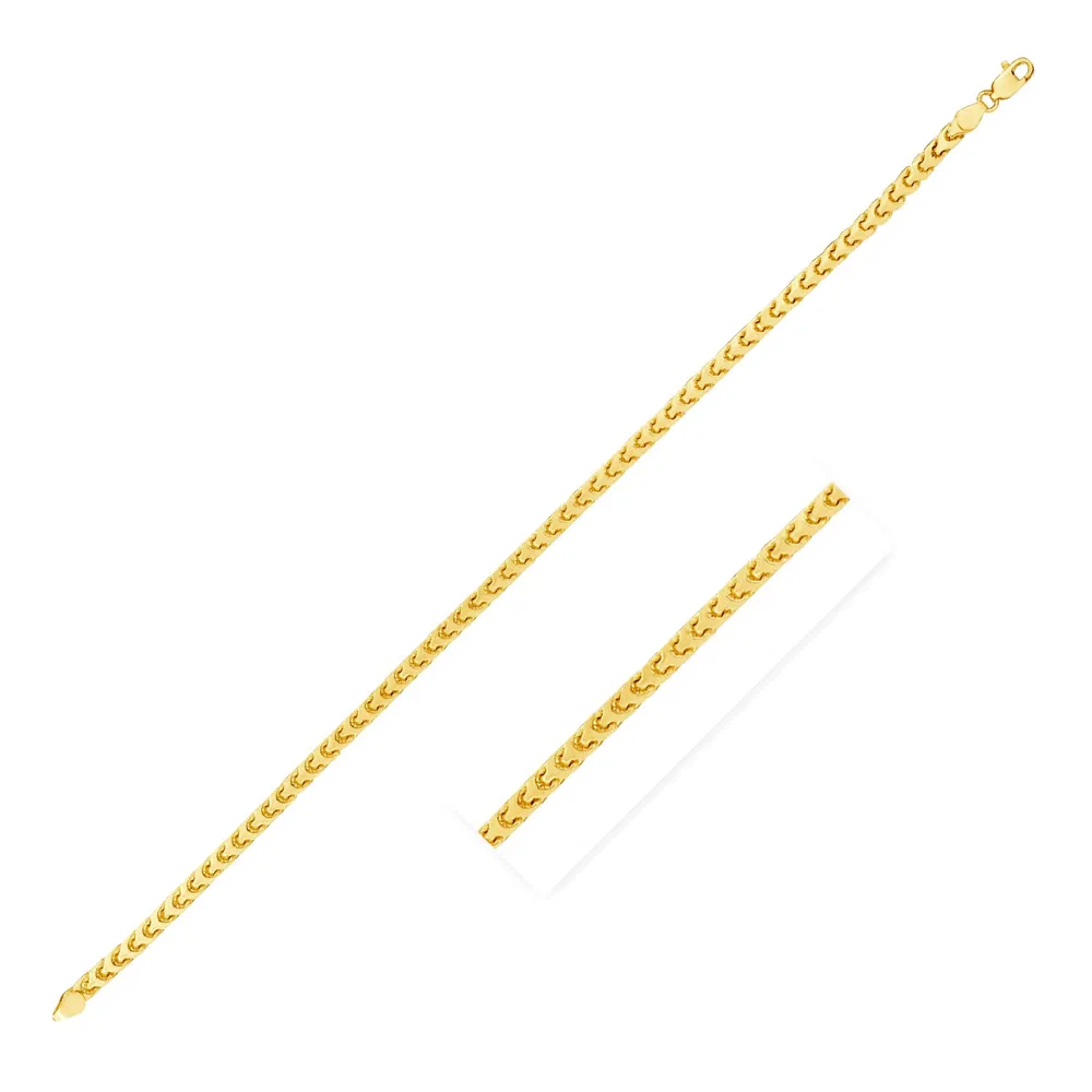 2.2mm 14k Yellow Solid Gold Diamond Cut Round Franco Chain - Grocery