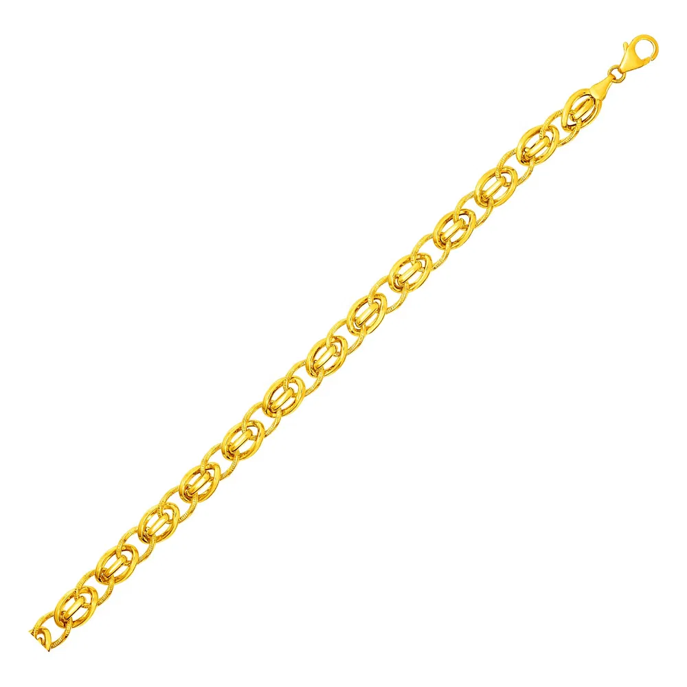 Bracelet with Oval and Twisted Interlocking Links in 14k Yellow Gold - Grocery