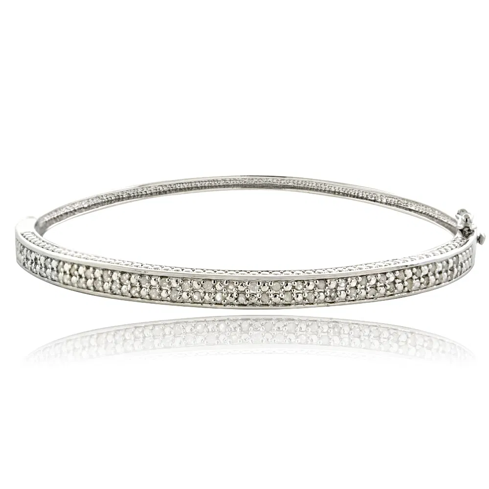 1/2ct Diamond Silver Tone Bangle Bracelet - Grocery