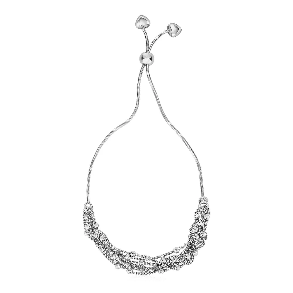 Adjustable Multi-Strand Chain and Bead Bracelet in Sterling Silver - Grocery