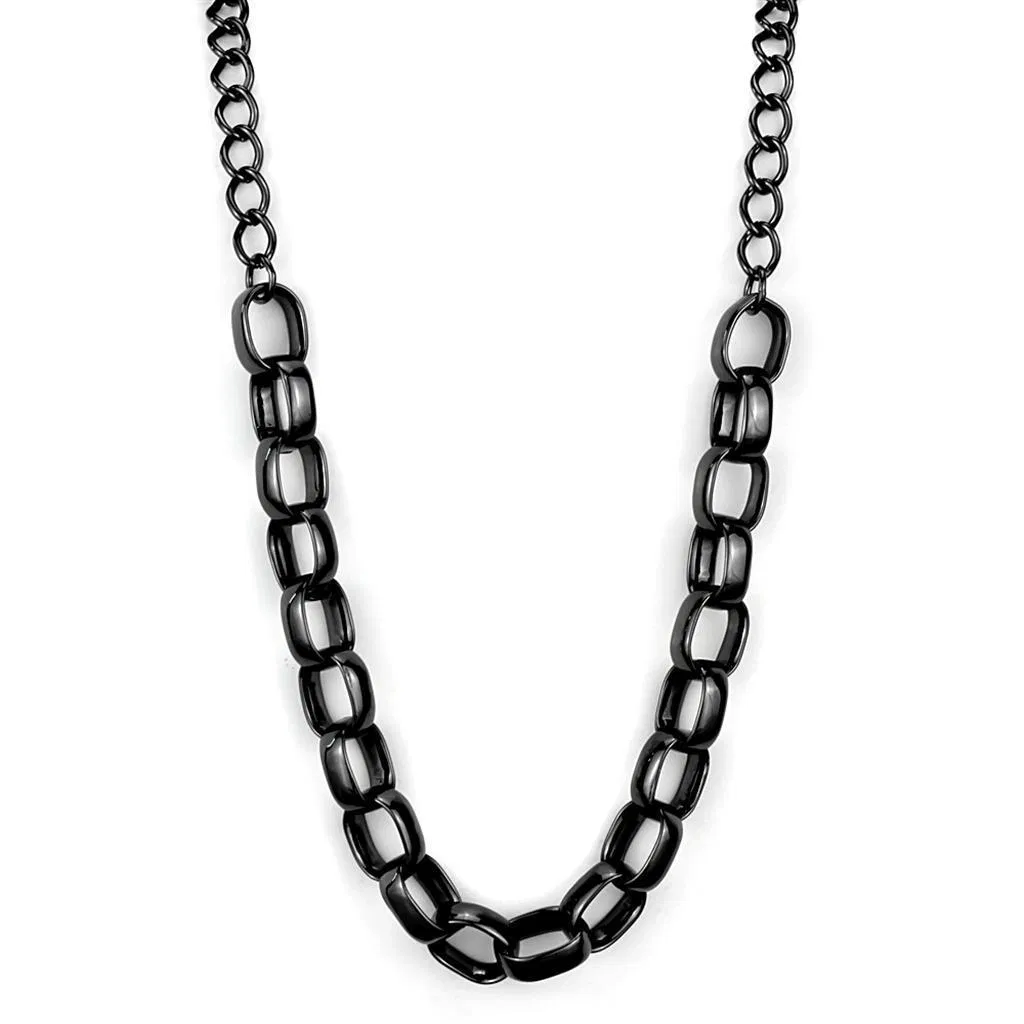 LO3723 - TIN Cobalt Black Brass Necklace with No Stone - Grocery